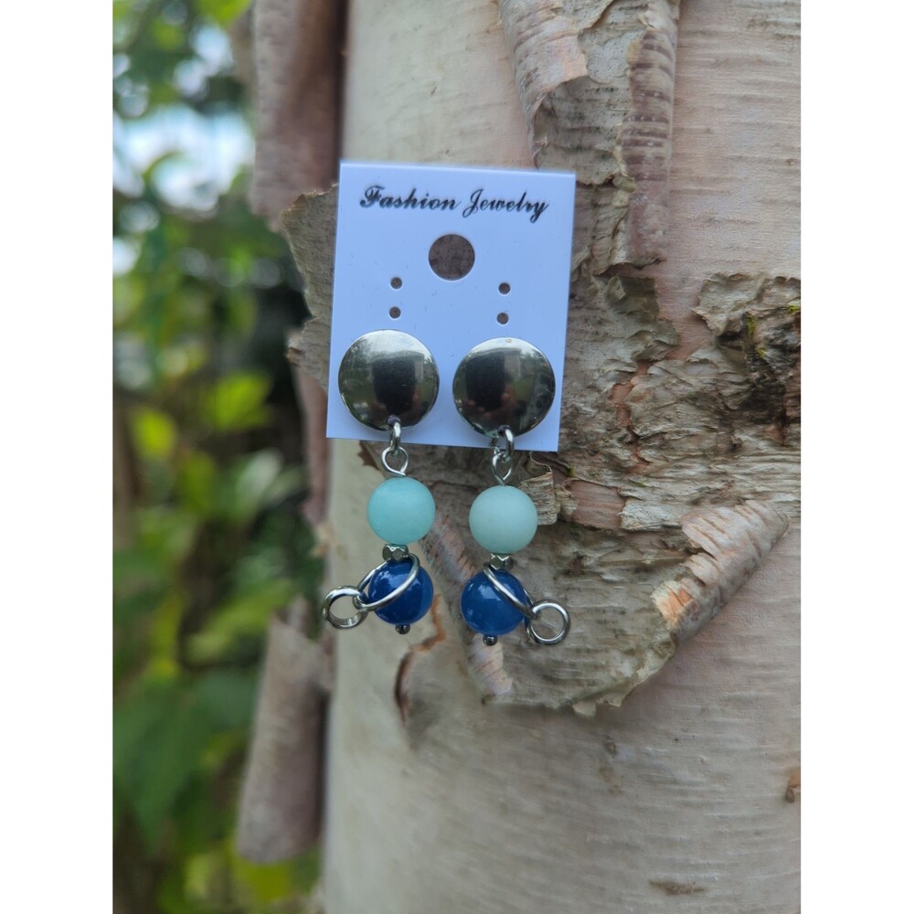 Blue Beaded Earrings